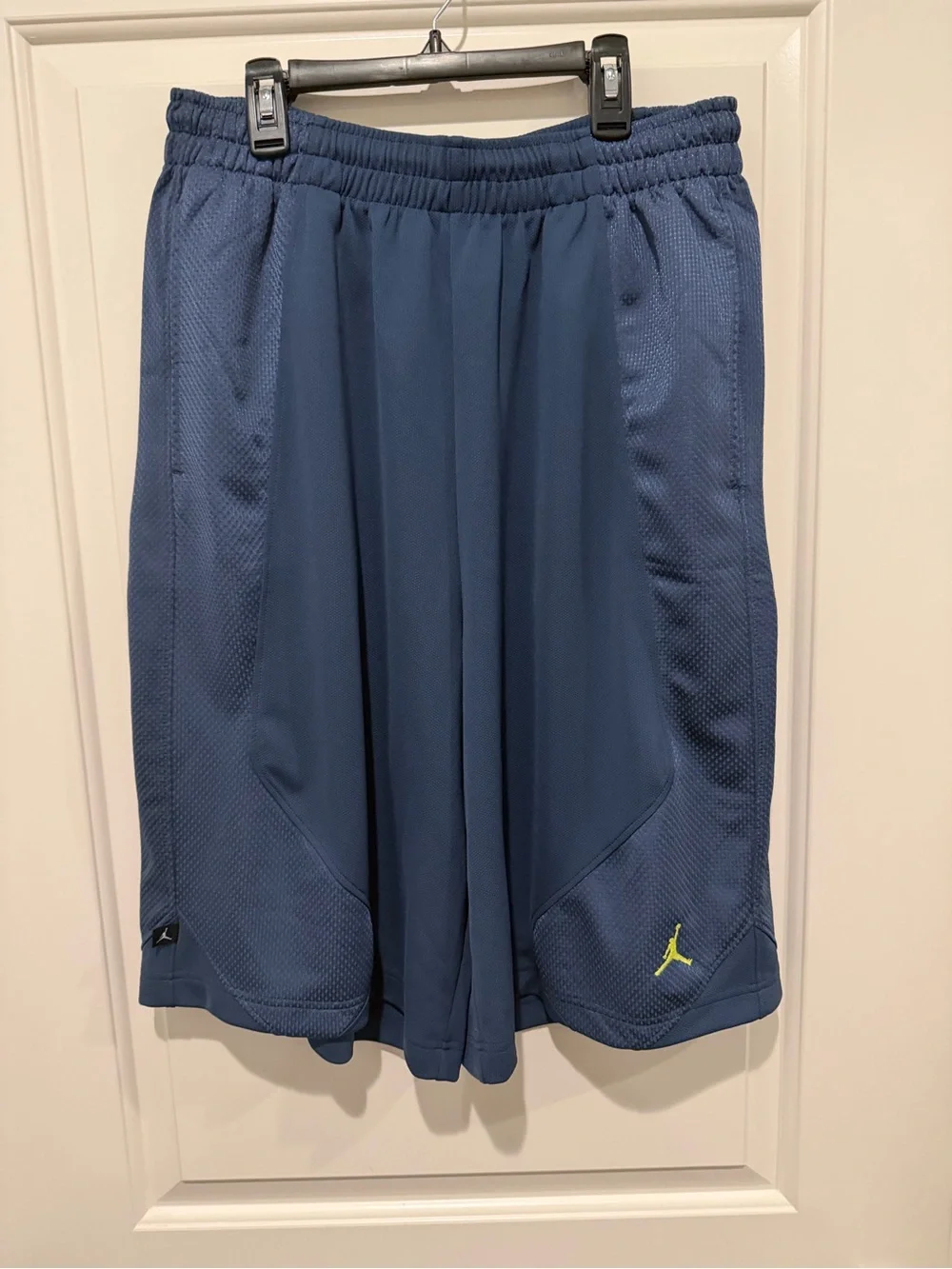 Jordan Navy Athletic Basketball Shorts with Neon Jumpman
